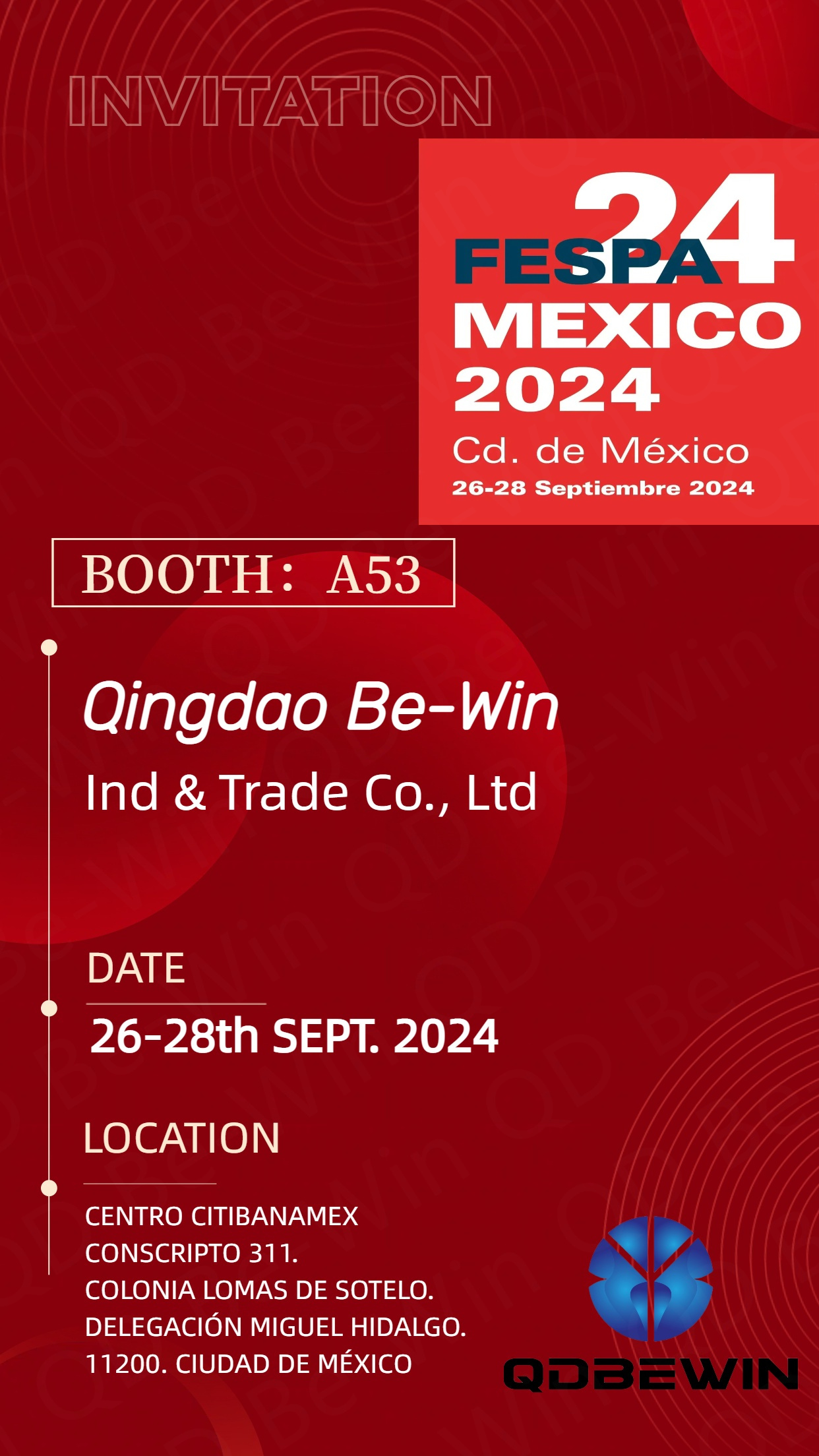 Qingdao Be-Win Ind & Trade Co., Ltd for å vise frem akrylplater, PVC-skumplater og aluminiumskomposittpaneler på FESPA 2024 Mexico